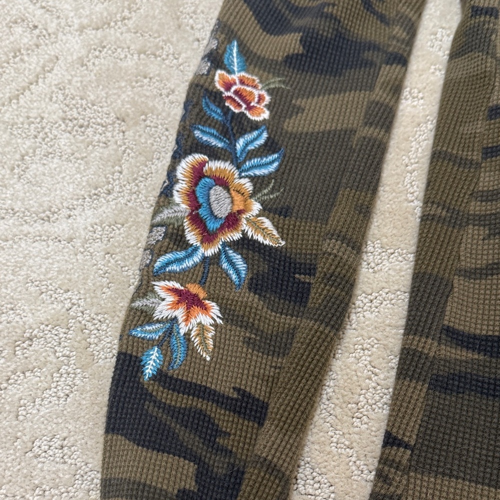 Johnny Was Camouflage Hoodie with Floral Embroidery - Picture 3 of 5